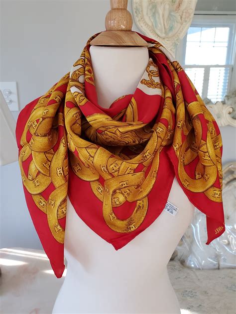 authentic vintage chanel scarves|authentic silk scarf.